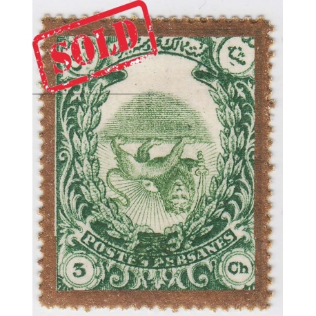 1909 Divani Issue Golden 3ch Inverted Center