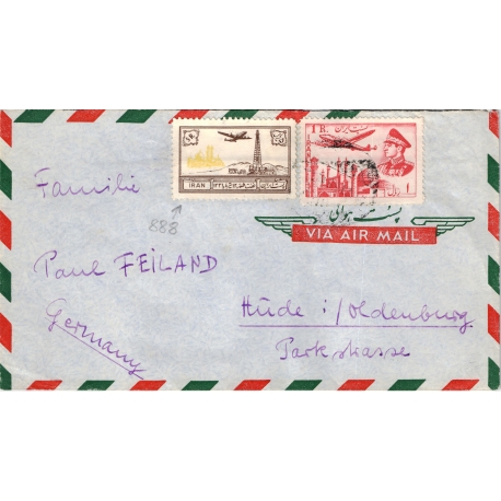 Mail from Tehran to Germany With Qum Oil Airmail Issue