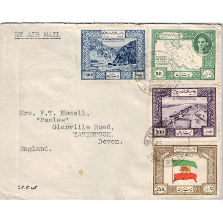 Mail from Abadan to England Franked with Victory Issue