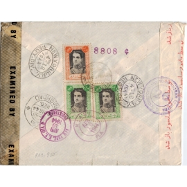 1944 Censored Airmail cover from Tehran to USA ERROR in Lable