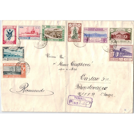 1936 Registered Mail from Tehran to Czechoslovakia.