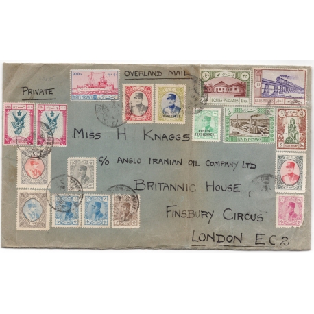 1933 Colorfull Franking cover from Abadan to London