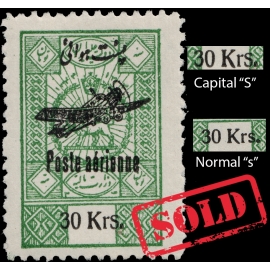Unlisted Error 30kr 1928 Airmail Capital "S" Variety 