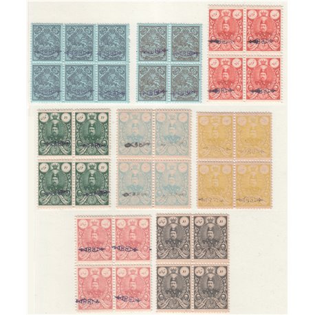 1909 Mohamed Ali Shah Block of Four with Revenue Overprint