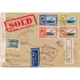 1944 Censored Registered Airmail from Tehran to Swiss