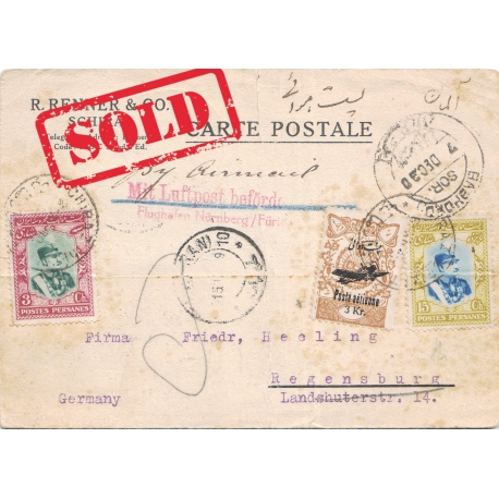1930 Airmail Postcard from Shiraz to Germany