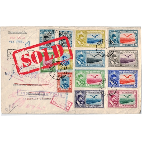 1930 Registered Airmail from Tehran to Newsland