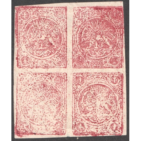 1 Kran crimson, block of four, BD/CA, Certificate by IPSC