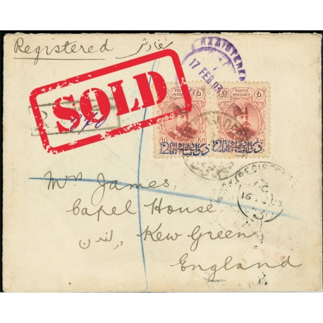 2 x 12Ch. on 10Krs. registered cover to England 