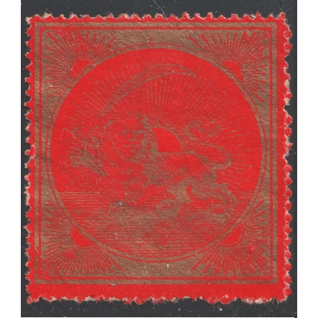 1865 Large format lion label Red and Gold Issue 