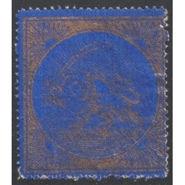 1865 Large format lion label Blue and Gold Issue 