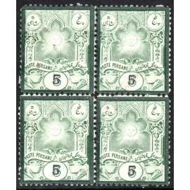 1881 Five Shahis Yost Veriety Block of 4
