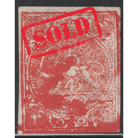 1876 - Four Shahis Dull Red Type D